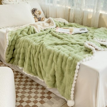 輕奢兔絨毛毯高顏值休閑午睡蓋毯網紅辦公室沙發毯冬季保暖絨毯子