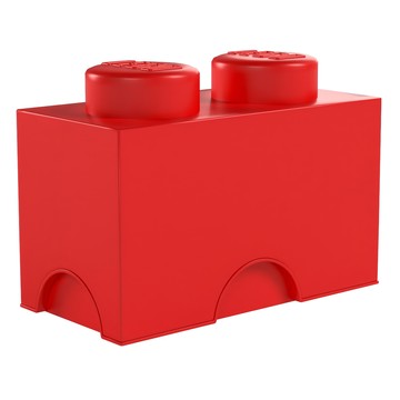 LEGO 樂高 兩凸收納盒 25cm x 12.5cm x 18.8cm (H) 兩格附蓋  紅色  1個
