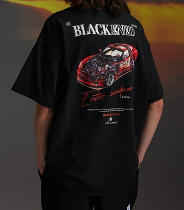 FINDSENSE X 2023 街頭時尚潮流 男士 寬鬆 美式汽車印花 半袖短T  特色短T 學生T