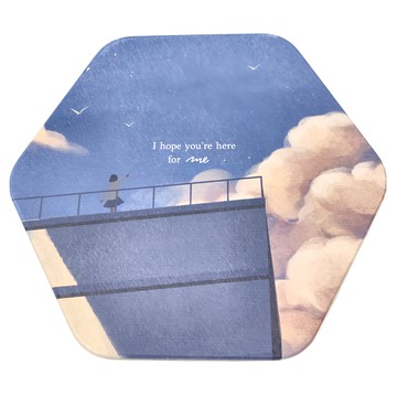 收納王妃 造型珪藻土餐墊 30 x 27 六角形  有你的天空 藍色  1個