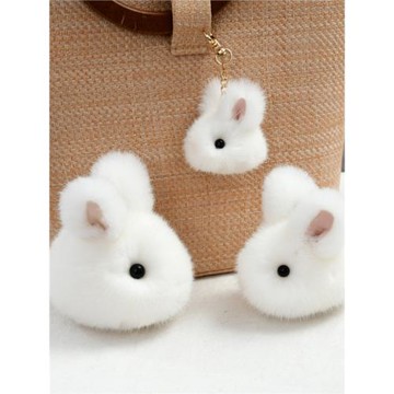 水貂毛小兔子迷你萌玉兔真毛皮草毛絨玩偶裝死兔包包掛環吊墜禮品