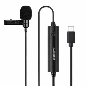 サンワダイレクト ピンマイク USB Type-C クリップ式 ケーブル長6m iPad対応 収納ポーチ付き Zoom Skype 400-MC021