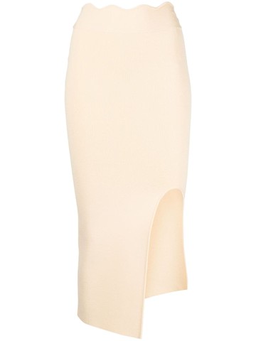 Galvan London - Delia scalloped midi skirt - women - Viscose/Polyimide/Polyester/Elastane - XL - Yellow