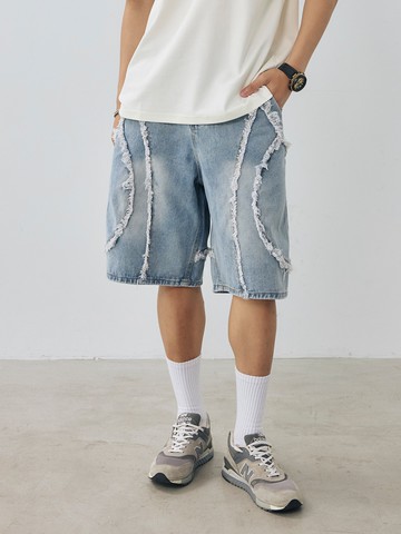 抽鬚造型牛仔短褲