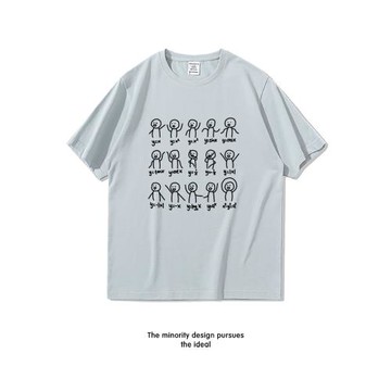 夏季趣味數學公式小人表情短袖T恤男潮牌寬松純棉理科生半袖衣服