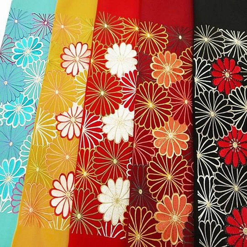 新品未使用】正絹 刺繍 半襟 半衿 鱗柄 カーキ ターコイズ