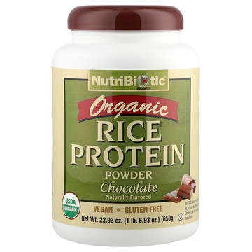 NutriBiotic, 未加工有機大米蛋白，巧克力，1 磅 6.9 盎司（650 克）