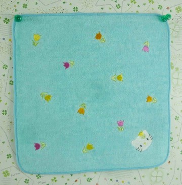【震撼精品百貨】Hello Kitty 凱蒂貓~方巾/毛巾-藍底小花