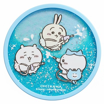 YENDAR 研達 吉伊卡哇流沙杯墊 閃亮設計 桌面趣味 可愛造型  10.1 x 10.1 x 0.9cm  水槍大戰 藍色  1個