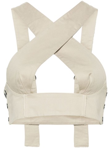 Sinead O'Dwyer - square-neck cotton crop top - women - Cotton - 12 - Neutrals