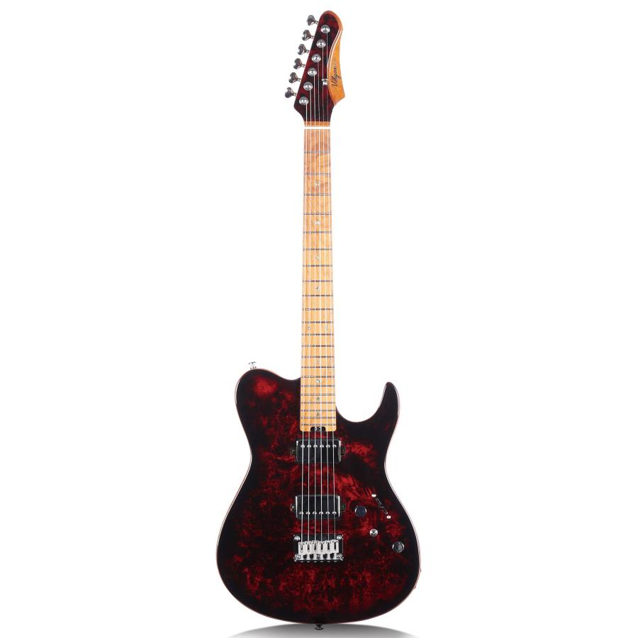 Volgoa TN2 Solid Body Electric Guitar with Roasted Maple Neck and Mahogany Body (Red)