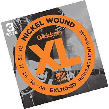 D'Addario ダダリオ エレキギター弦 Regular Light 3セットパック EXL110 3D