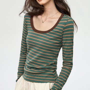 休閒撞色條紋上衣