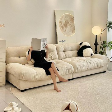 免運/公司貨 沙發 沙發床  奶油風布藝沙發客廳小戶型簡約現代輕奢科技布藝家用直排云朵沙發 可開發票 全館五折 工廠現貨直銷 新品特價 z10301