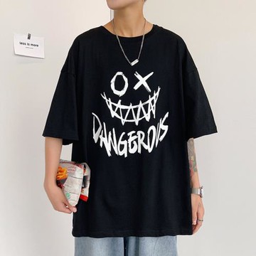 2024新款夏裝純棉t恤男短袖潮牌寬松五分袖體恤港風潮流半袖上衣