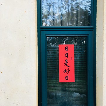 矽膠無痕窗貼 直式春聯-日日是好日