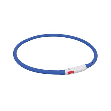Trixie 寵物用品 閃光燈環矽膠項圈-藍 XS–XL: 70 cm/ø 10 mm (TX12642)