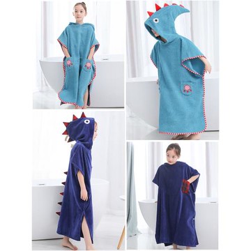 兒童浴巾斗篷帶帽純棉吸水速干毛巾專用游泳浴袍男童小孩洗澡可穿