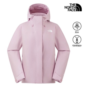 The North Face北面女款粉色DRYVENT防水抓絨內裡三合一外套｜8CK30SO