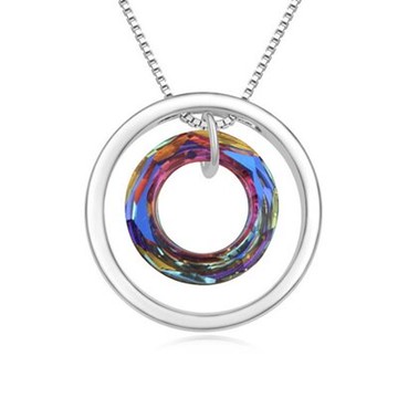 925純銀項鍊 水晶吊墜-簡約圓形個性時尚生日情人節禮物女飾品6色73ju31【獨家進口】【米蘭精品】