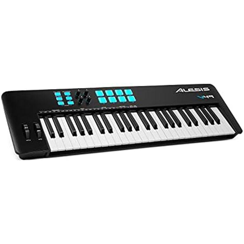 キーボード Alesis USB MIDIキーボードコントローラー 49鍵ベロシティ対応FULL LEVELモード対応の8 つのドラムパッド、アルペジエ