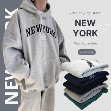 【FJstore】韓國 立體刺繡 NEW YORK 帽T 刷毛 帽踢 重磅帽T 刺繡帽T 重磅長袖 帽TEE