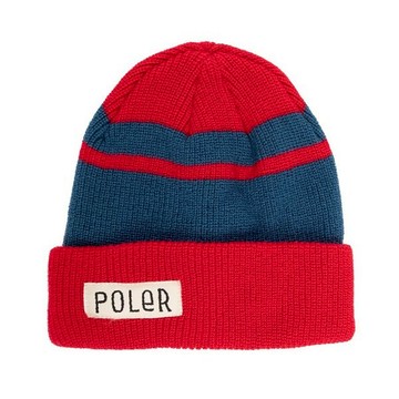 POLER WORKERMAN BEANIE 布標反摺毛帽 紅藍