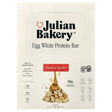 Julian Bakery, 蛋清蛋白棒，花生醬味，12 根，每根 2.1 盎司（60 克）