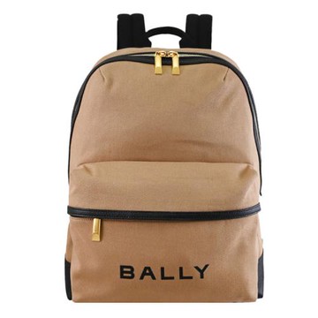 BALLY 6304854 TRECK 燙印LOGO帆布商旅大後背包.卡其/黑