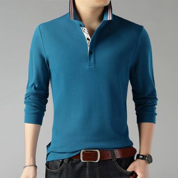 秋季百搭修身青年休閑長袖T恤衫