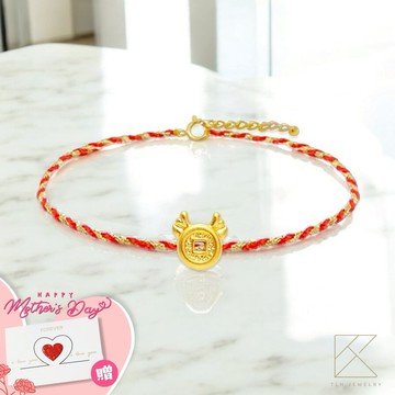 【快速出貨】【TLH】黃金墜紅繩親子款手繩 純金999 多選 招財開運錢母 約重0.04錢±0.01(母親節 生日 送禮)