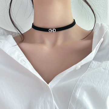 純銀choker鎖骨鏈黑色暗黑系項鏈2021新款潮網紅頸鏈韓版頸帶性感