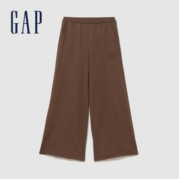 【GAP】法式毛圈布九分寬褲-琥珀棕(897961)