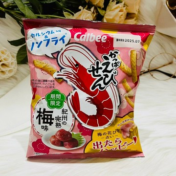 日本 Calbee 加樂比 蝦條 紀州完熟梅風味 64g 梅味蝦條 梅味蝦餅