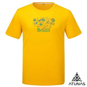 【ATUNAS 歐都納】好GOAL力循環短袖排汗抗菌T恤A6TS2601NC黃/英國印花/快乾排汗衣/運動休閒/中性款/男女共穿