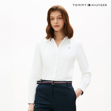 【Tommy Hilfiger】標準版型純色彈性牛津襯衫_裸色