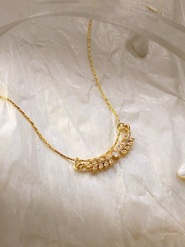 苒苒。MUCHAT手作14+18KGP鋯石葉片項鍊