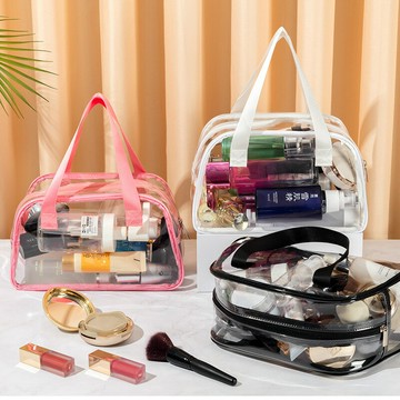 透明防水旅行化妝包pvc收納包手提包多功能收納袋 大號洗漱包