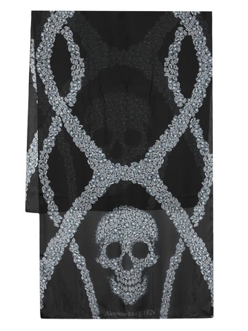 Alexander McQueen - skull print silk scarf - women - Silk - One Size - Blue