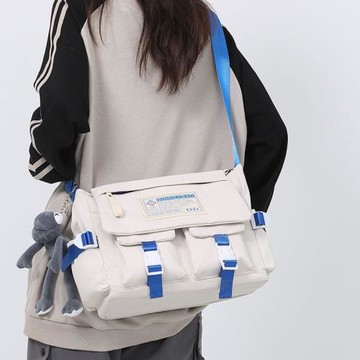 大容量帆布斜挎包女潮牌日系單肩包休閑運動男生背包工裝風郵差包