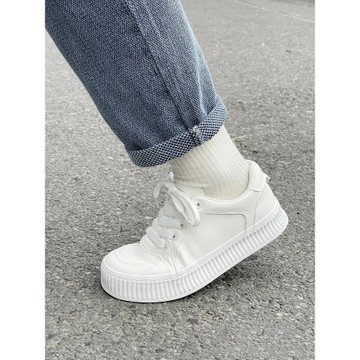 人本復古鞋子女春季2025新款小白鞋厚底餅干鞋運動鞋百搭透氣板鞋