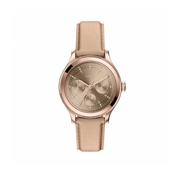 【FOSSIL】限時9折↘Brynn 簡約金棕三眼女錶 裸色真皮錶帶 38 MM BQW8044