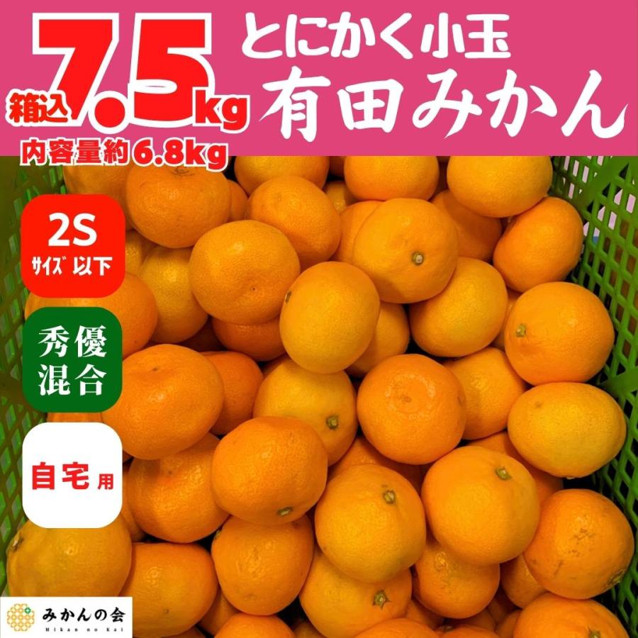 みかん  とにかく 小玉 箱込 7.5kg 内容量 6.8kg 2Sサイズ以下 秀品 優品 混合 有田みかん 和歌山県産 産地直送 家庭用