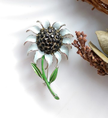 Vintage Jewelry  WEISS 立體  琺瑯花 花卉 別針  胸針