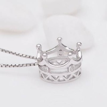 現貨+預購 925純銀項鍊 皇冠吊墜-流行韓風百搭公主風母親節生日情人節禮物女配件73v19【獨家進口】【米蘭精品】