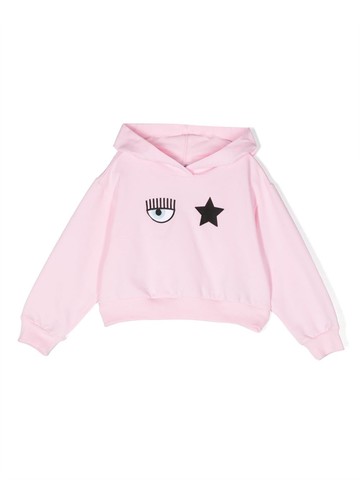 Chiara Ferragni Kids - embroidered-logo cropped hoodie - kids - Cotton/Elastane - 2 yrs - Pink