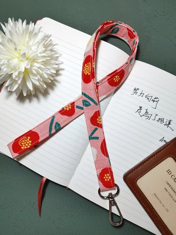 寬版 純棉識別證頸掛繩/手機掛繩/證件带(山茶花)