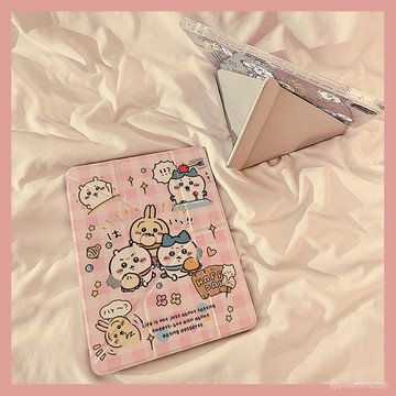 🚚桃園出貨🚚粉格紋吉伊卡哇適用蘋果iPadpro平闆保護殻air7平闆殻11/10保護套