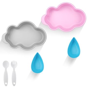 Beloveboo 巧巧可愛學習餐具 環保兒童碗餐具套餐組合 PLA環保餐具 副食品餐具 雲朵水滴餐具組 送禮自用兩相宜