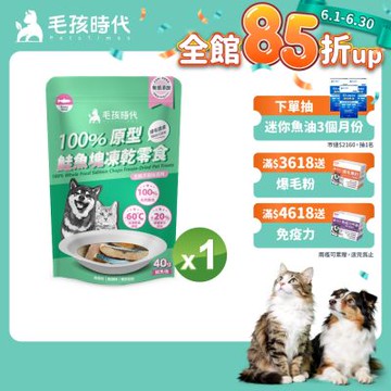 【毛孩時代】100%原型鮭魚塊凍乾零食40gx1包(爆毛護膚/犬貓凍乾/犬貓零食/貓咪凍乾/貓咪零食)